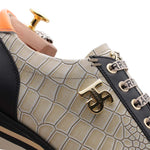 Harris Firenze 1913 Crocodile Print Leather Sneaker Beige