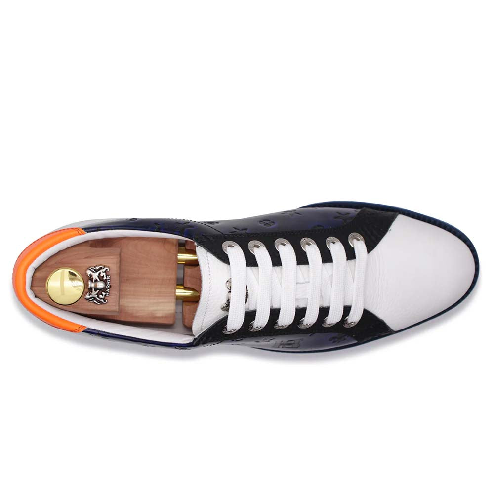 Harris Firenze 1913 Monogram Printed Leather Sneakers Blue