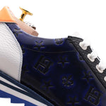 Harris Firenze 1913 Monogram Printed Leather Sneakers Blue