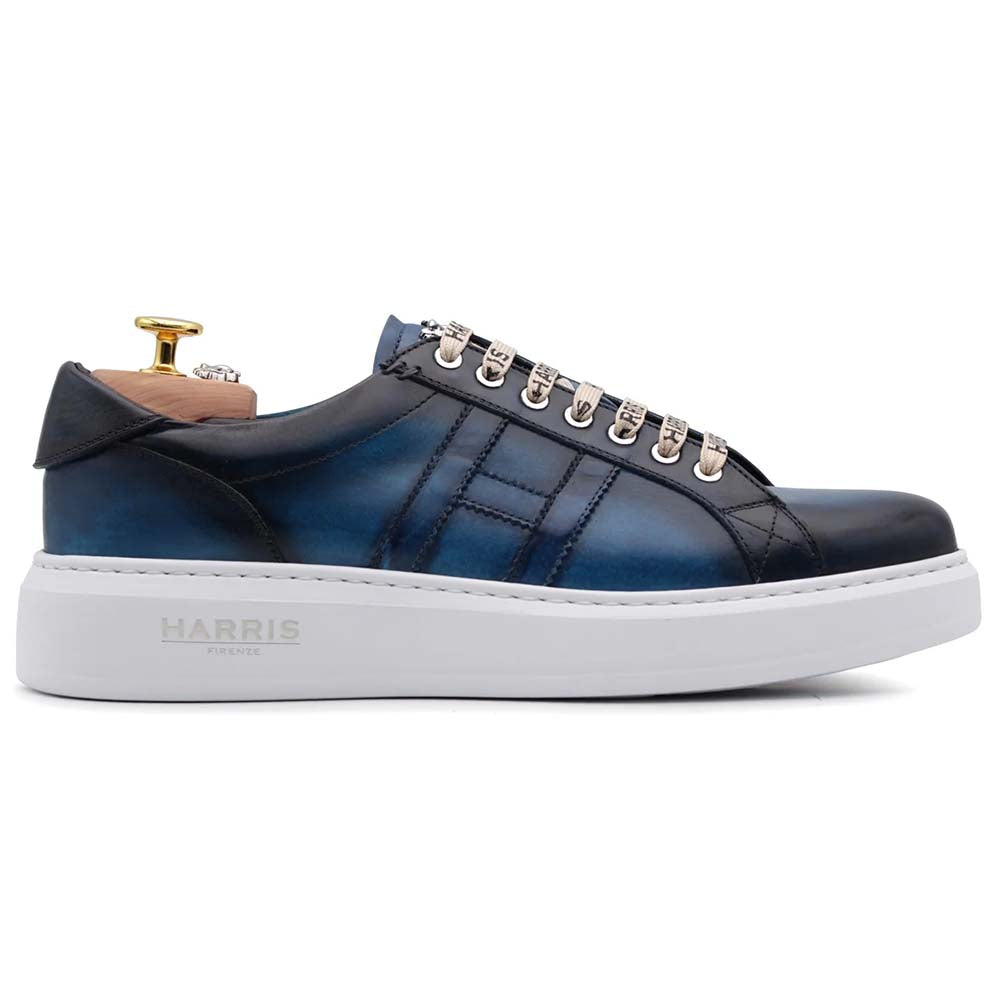 Harris Firenze 1913 Hand Painted Leather Sneaker Blue