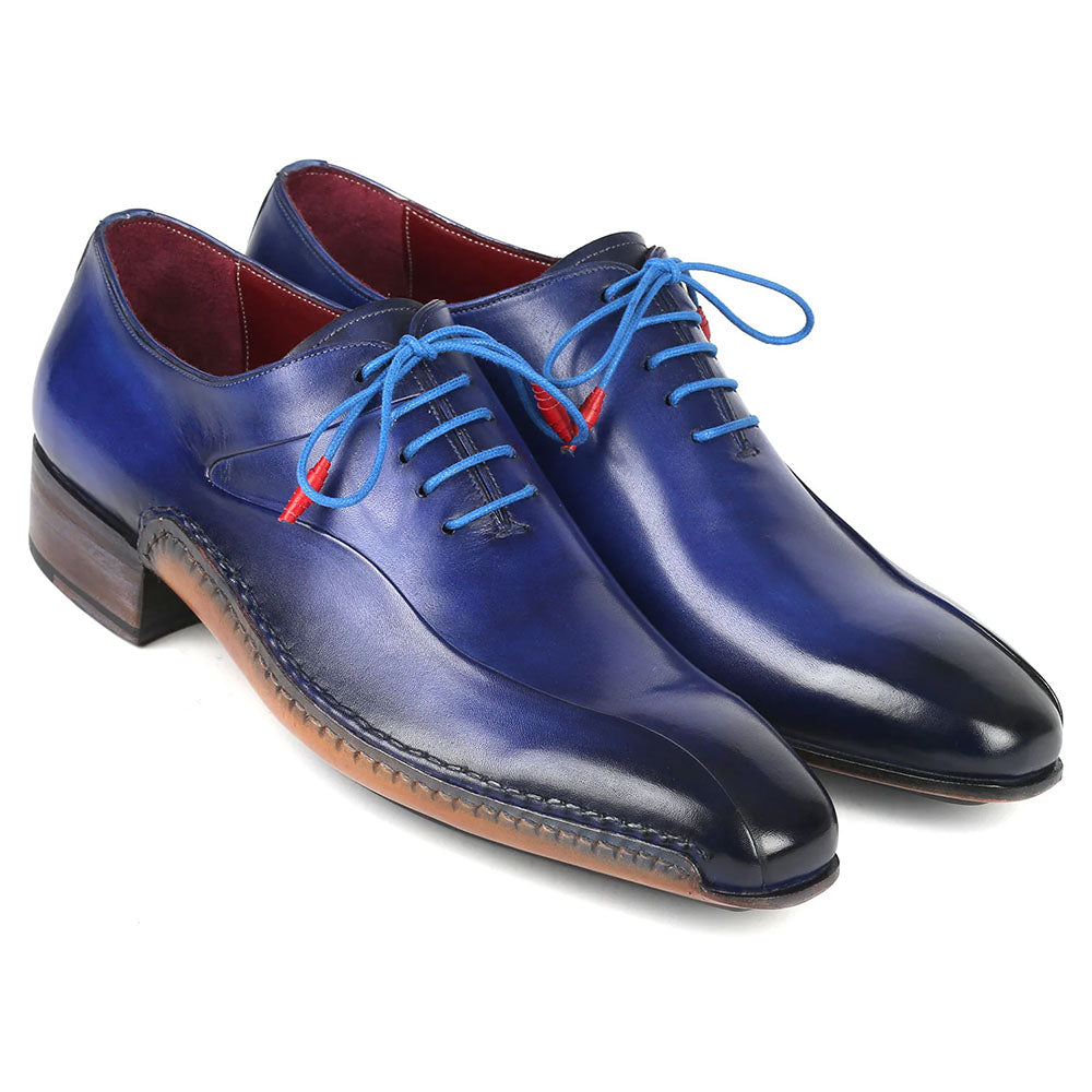 Paul Parkman Side Handsewn Leather Oxford Shoes Blue