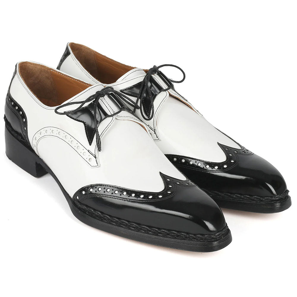 Paul Parkman Norwegian Welt Wingtip Shoes Black / White