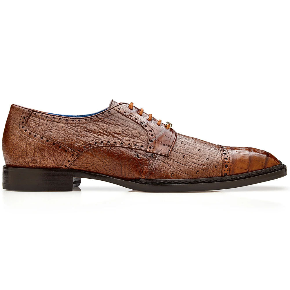 Belvedere Martino Caiman Crocodile & Ostrich Derby Walnut