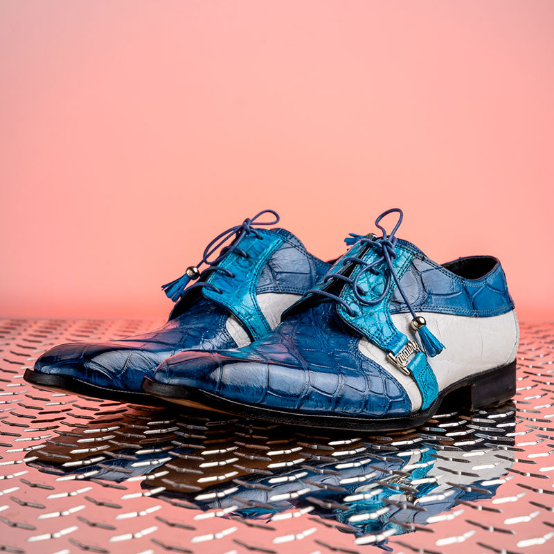 Mauri 4971 Body Alligator Shoes Caribbean Blue / Azure / White (Special Order)
