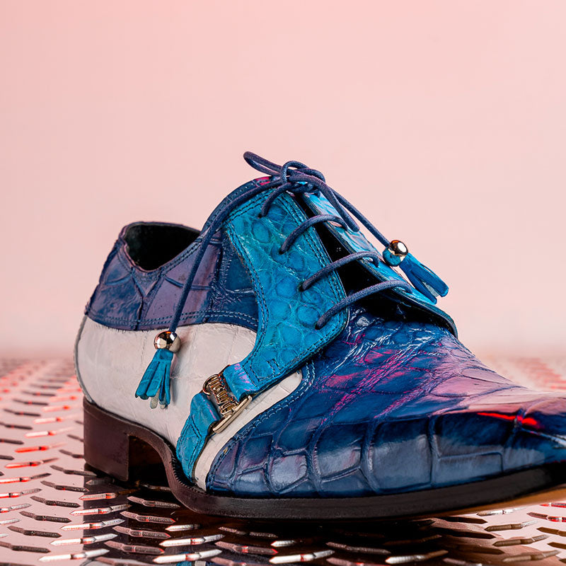 Mauri 4971 Body Alligator Shoes Caribbean Blue / Azure / White (Special Order)