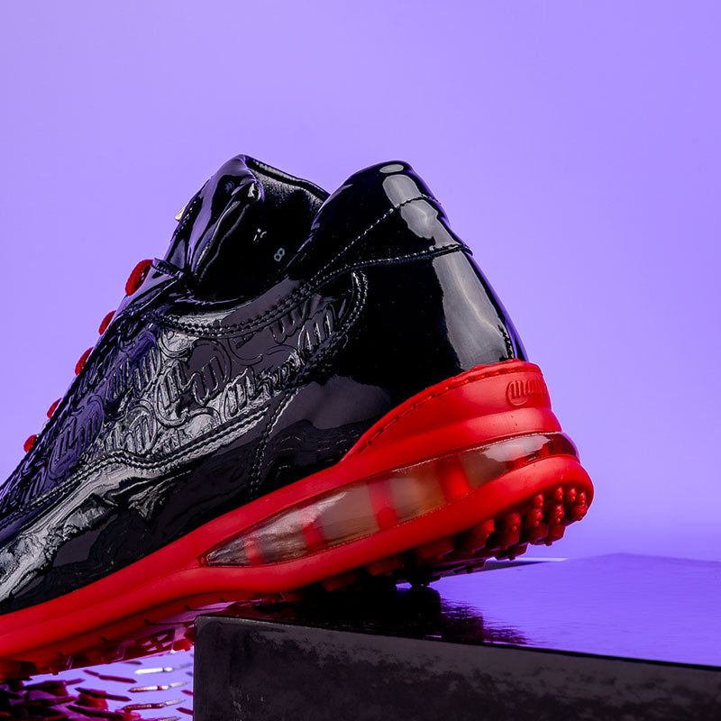 Mauri 8900/2 Bubble Patent Leather Embossed Baby Croc Sneakers Black / Red