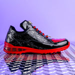 Mauri 8900/2 Bubble Patent Leather Embossed Baby Croc Sneakers Black / Red
