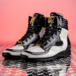 Mauri 8401 Baby Crocodile / Ostrich Leg / Embossed Patent Sneakers White / Black (Special Order)