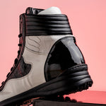 Mauri 8401 Baby Crocodile / Ostrich Leg / Embossed Patent Sneakers White / Black (Special Order)