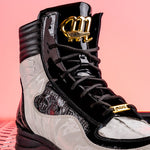 Mauri 8401 Baby Crocodile / Ostrich Leg / Embossed Patent Sneakers White / Black (Special Order)