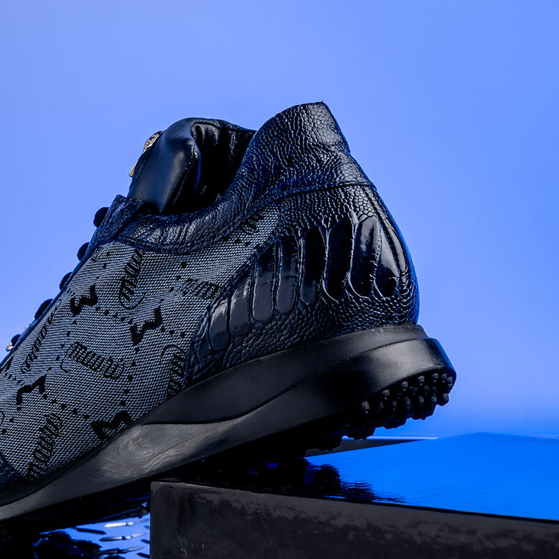 靴 Mauri 8741 2 Ostrich Leg / Hornback Crown / Fabric Sneakers Blue