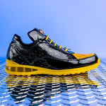 Mauri 8900/2 Bubble Crocodile & Embossed Sneakers Black/Yellow