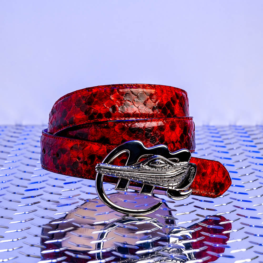 Mauri 0100 35 Python Belt Red (Special Order)