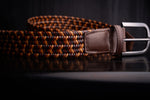 Torino Leather Italian Leather & Cotton Woven Belt Tan / Black