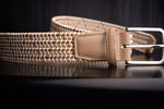 Torino Leather Italian Woven Rayon Elastic Belt Camel