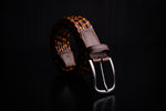 Torino Leather Italian Leather & Cotton Woven Belt Tan / Black
