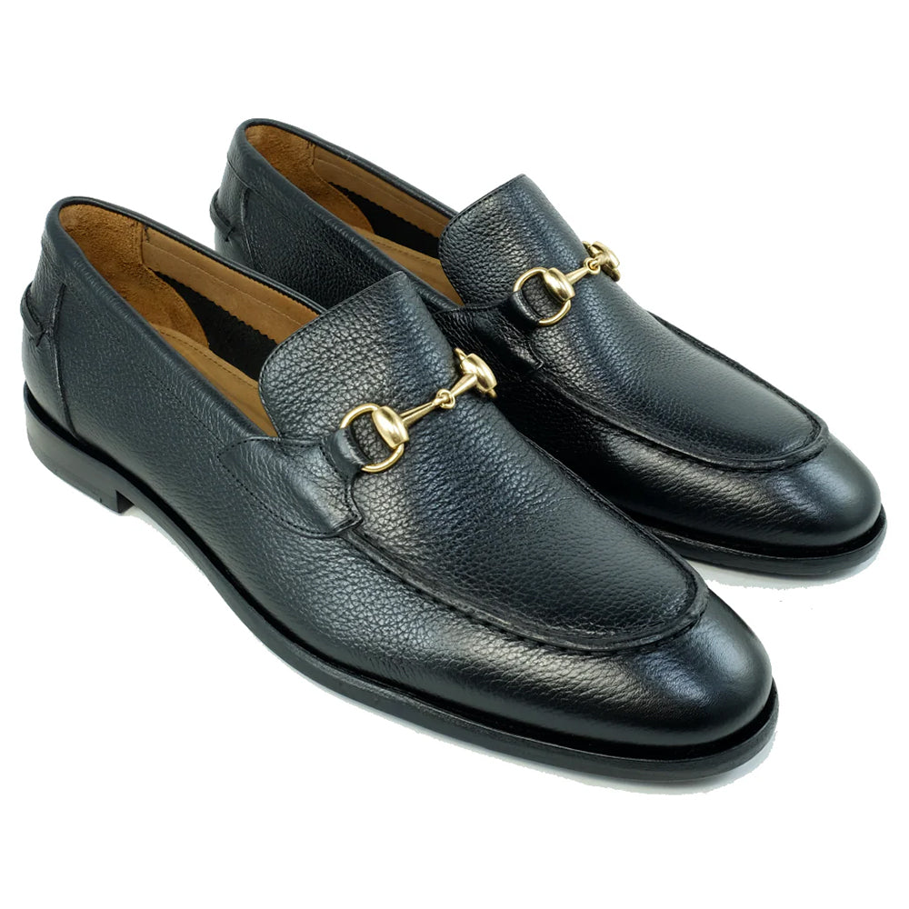 Alan Payne Miami Pebble Grain Bit Loafers Black