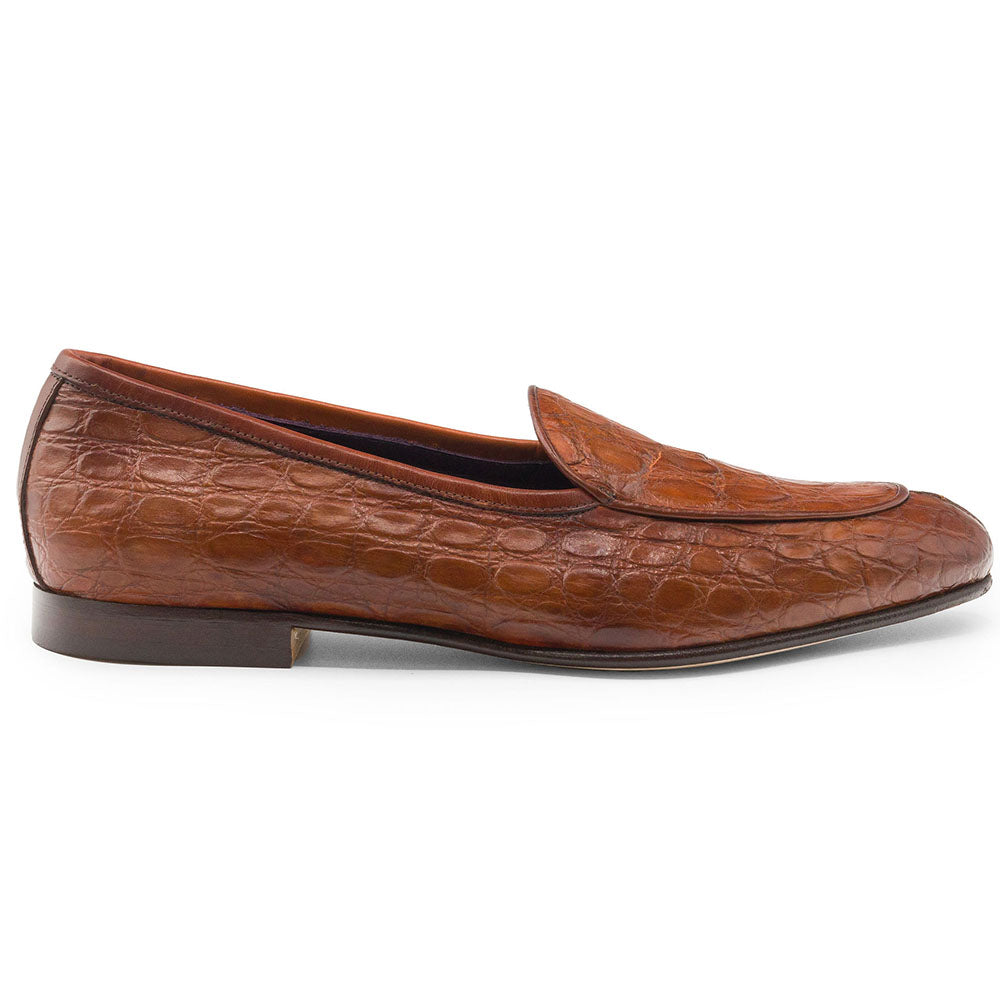 Zelli Mica Crocodile Slip-On Loafer Cognac