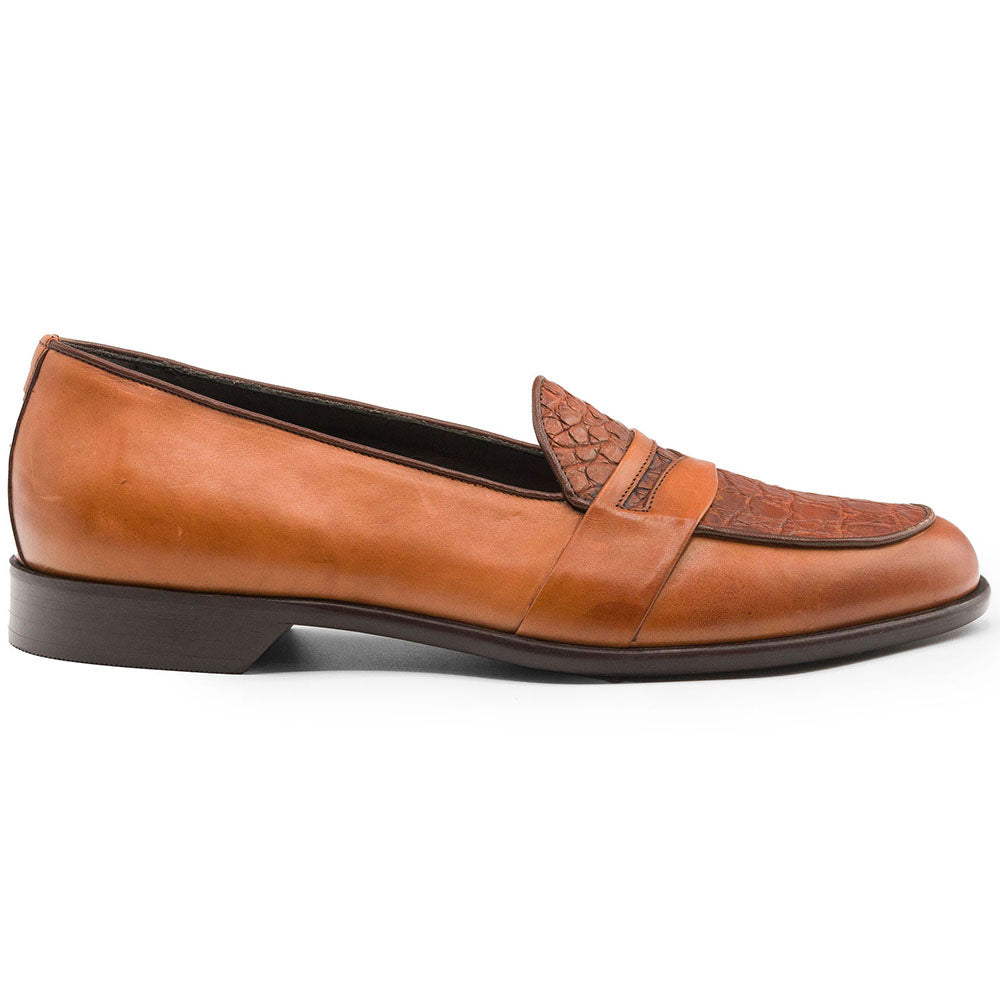 Zelli Milan Crocodile & Calfskin Loafer Cognac