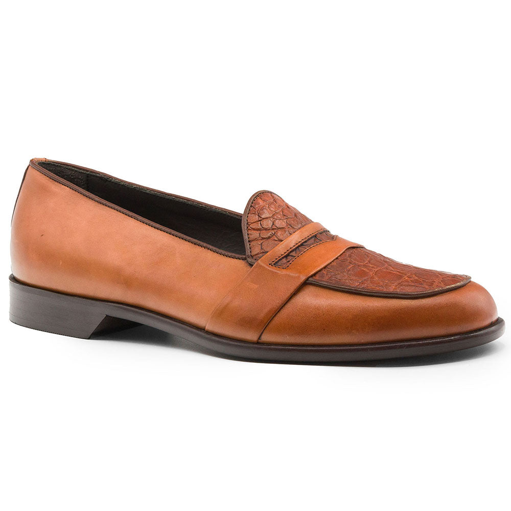 Zelli Milan Crocodile & Calfskin Loafer Cognac (11-627-CGN)