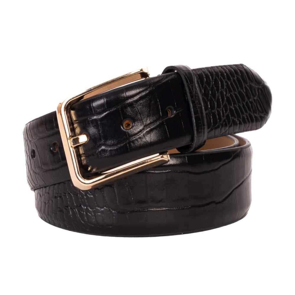 Vinci Leather The Monaco Black Leather Belt