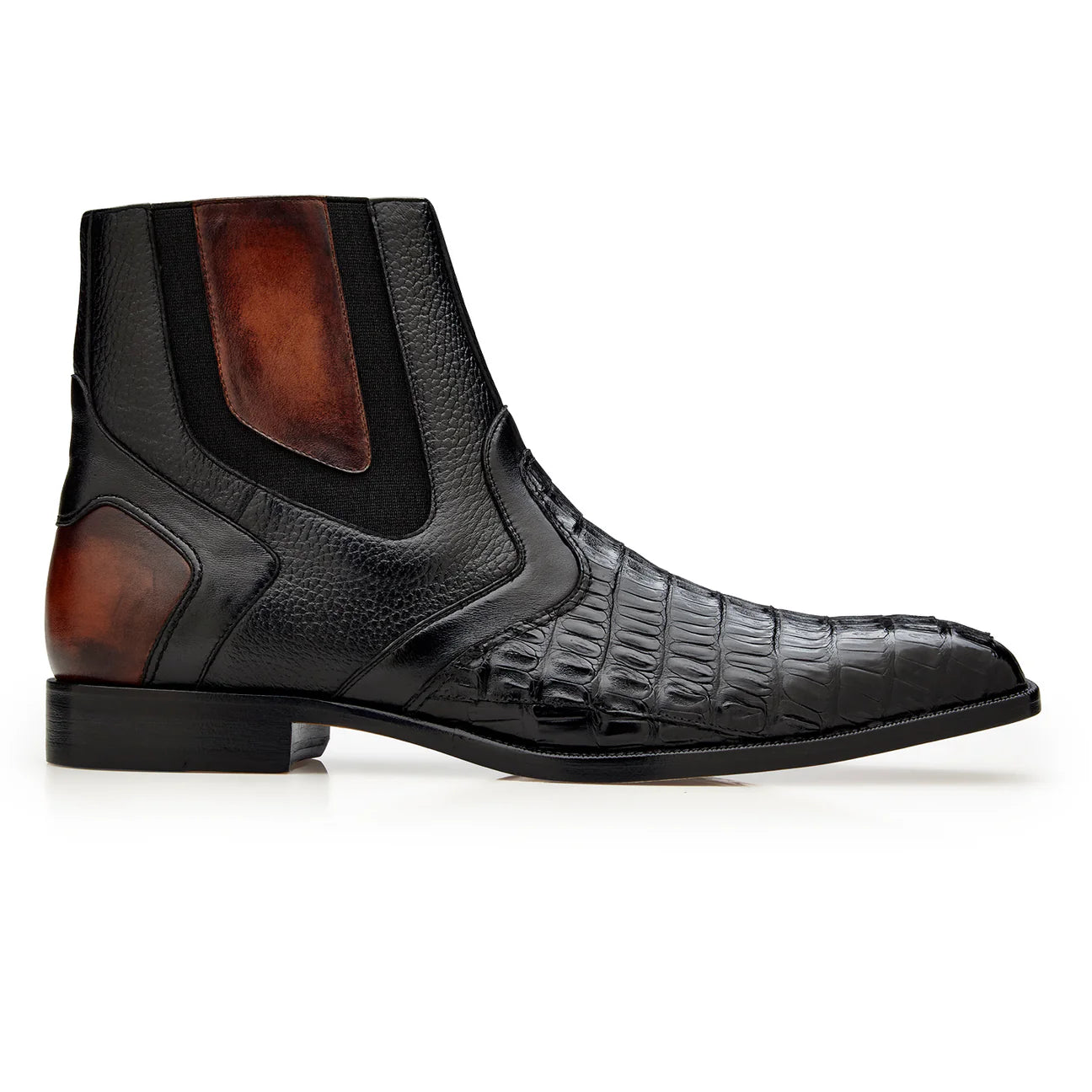 Belvedere Stefano Caiman Crocodile Chelsea Boot Black