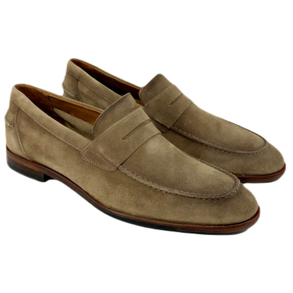 Alan Payne Naples Suede Penny Loafers Greige