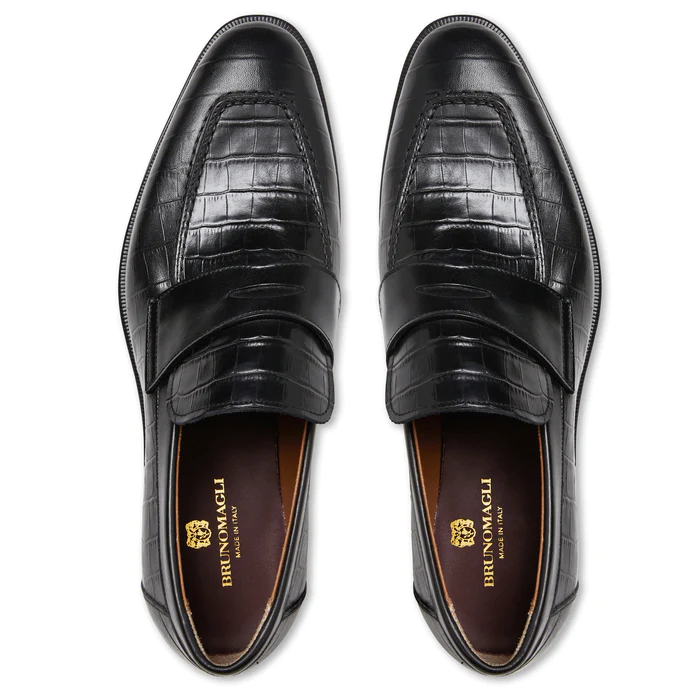 Bruno Magli Croco Penny Loafer Black