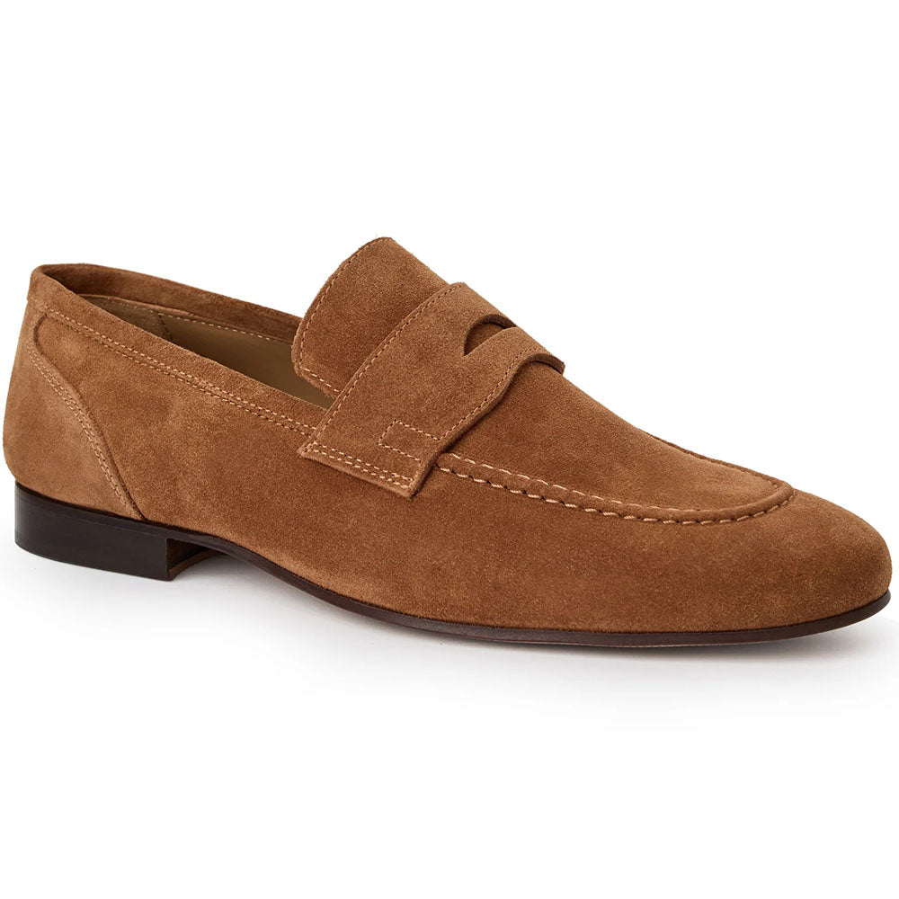 Bruno Magli Nathan Italian Suede Penny Loafer Cognac