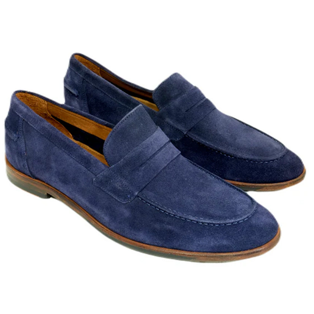 Alan Payne Naples Suede Penny Loafers Navy