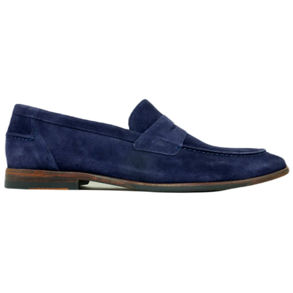 Alan Payne Naples Suede Penny Loafers Navy