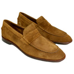 Alan Payne Naples Suede Penny Loafers Bourbon