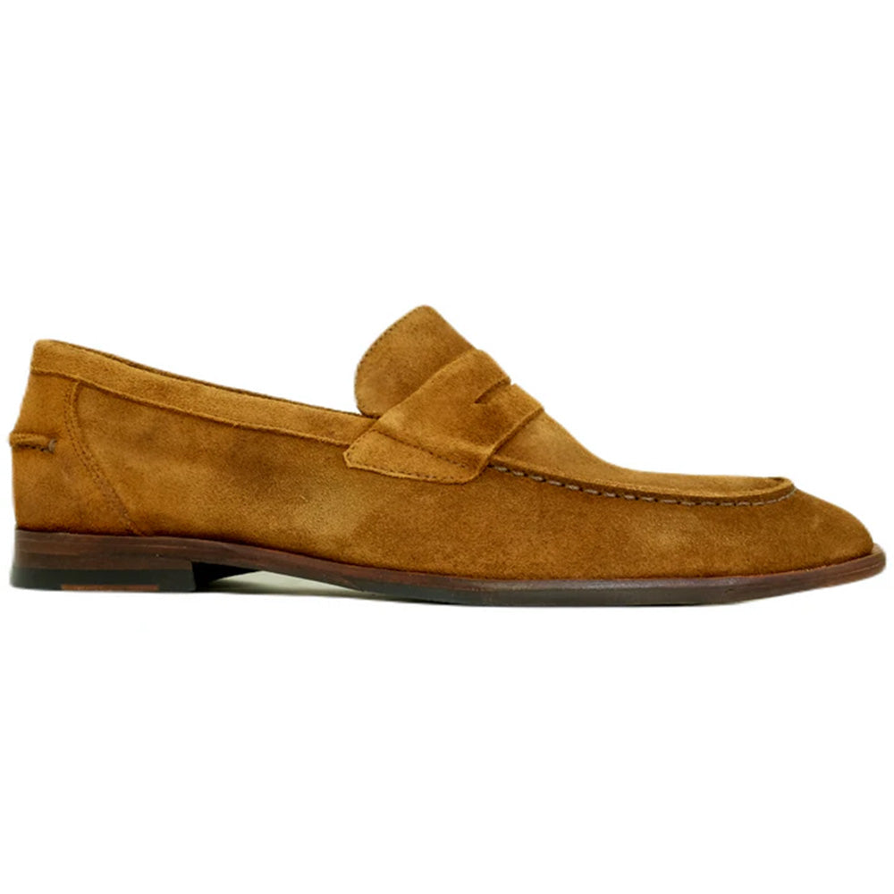 Alan Payne Naples Suede Penny Loafers Bourbon