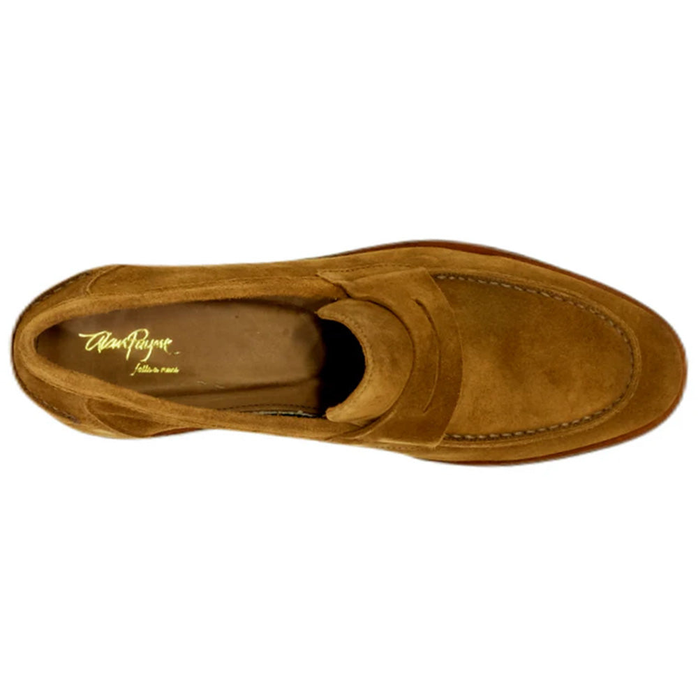 Alan Payne Naples Suede Penny Loafers Bourbon