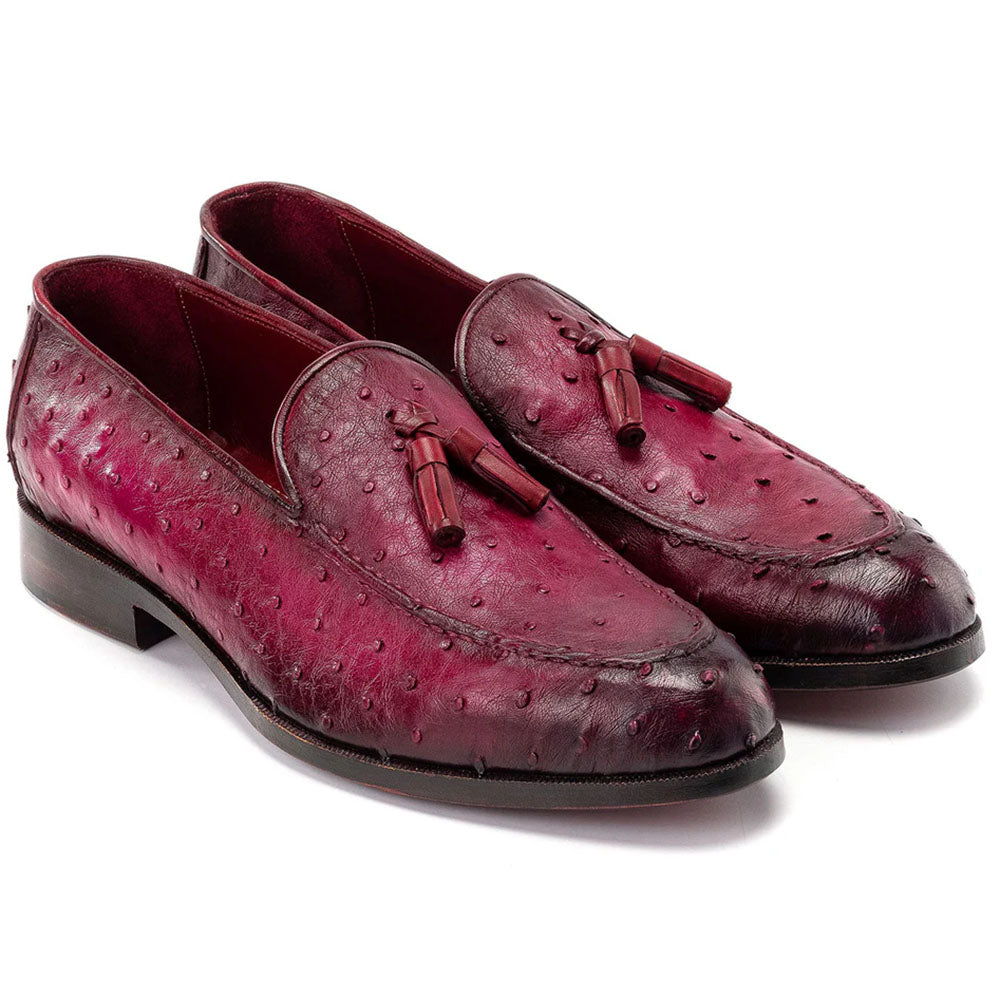 Paul Parkman Genuine Ostrich Tassel Loafers Purple