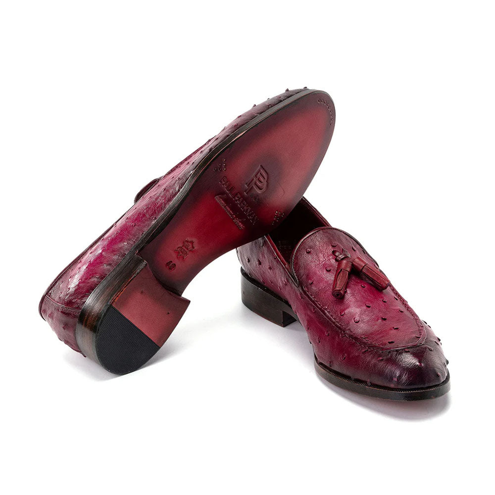 Paul Parkman Genuine Ostrich Tassel Loafers Purple