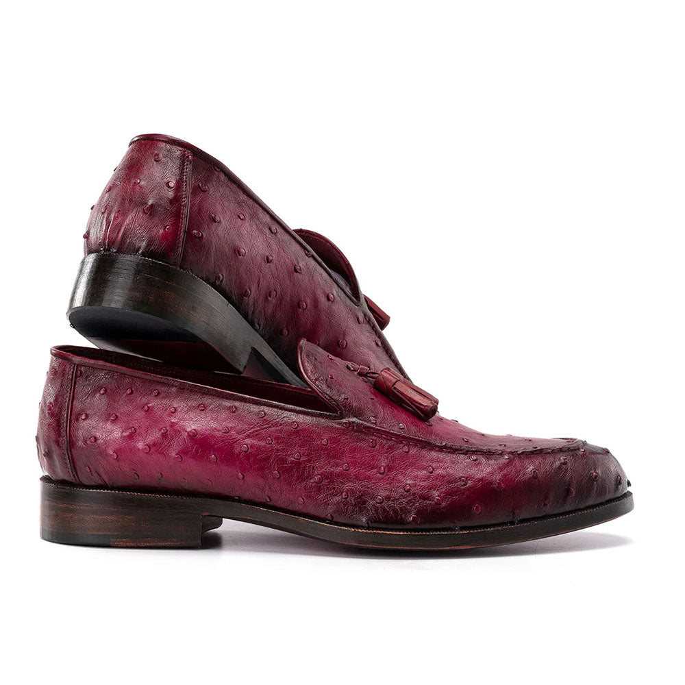 Paul Parkman Genuine Ostrich Tassel Loafers Purple