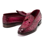 Paul Parkman Genuine Ostrich Tassel Loafers Purple