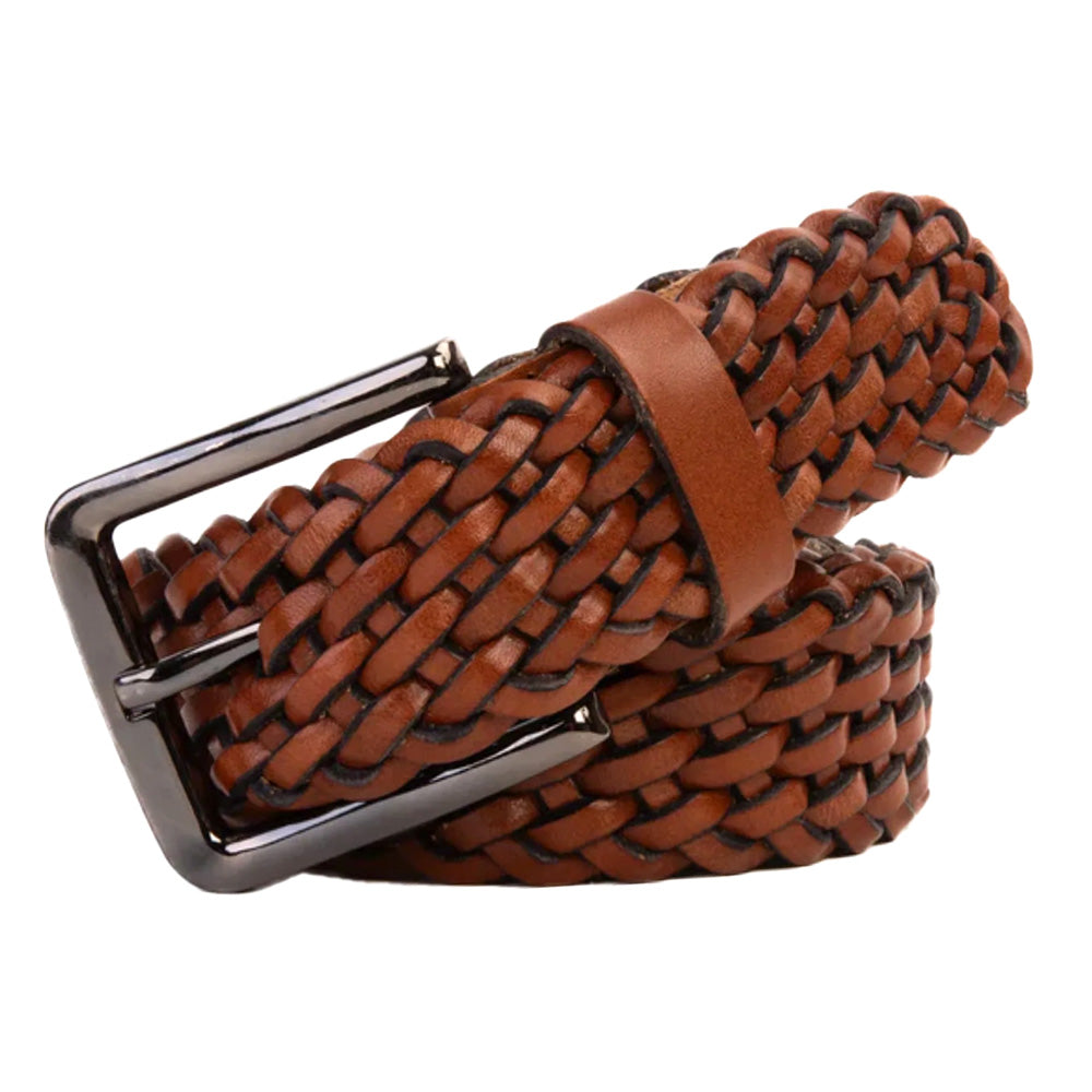 Vinci Leather The Grand Woven Brown Color Leather Belt