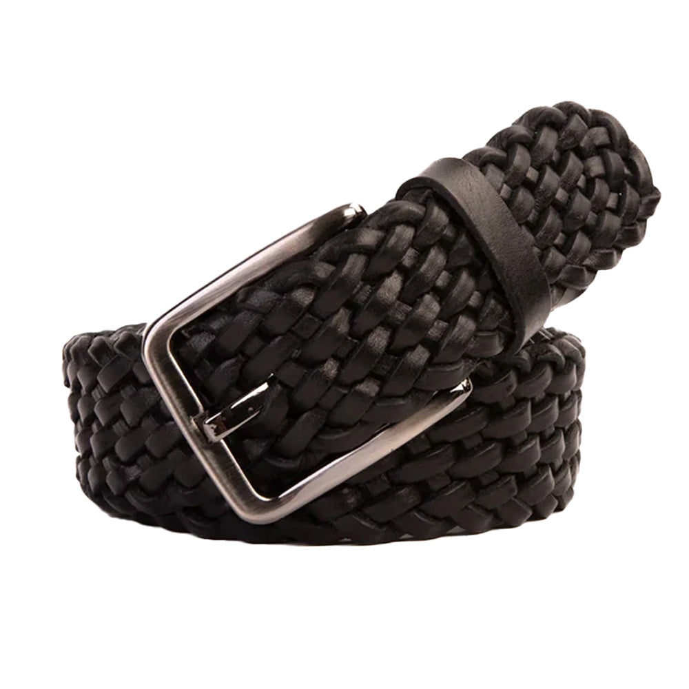 Vinci Leather The Grand Woven Black Color Leather Belt