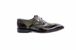 Belvedere Pasta Lizard Wingtip Monk Strap Shoes Black / Gray