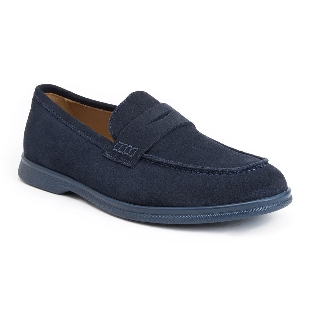 Bruno Magli Patrizio Italian Suede Penny Loafer Navy