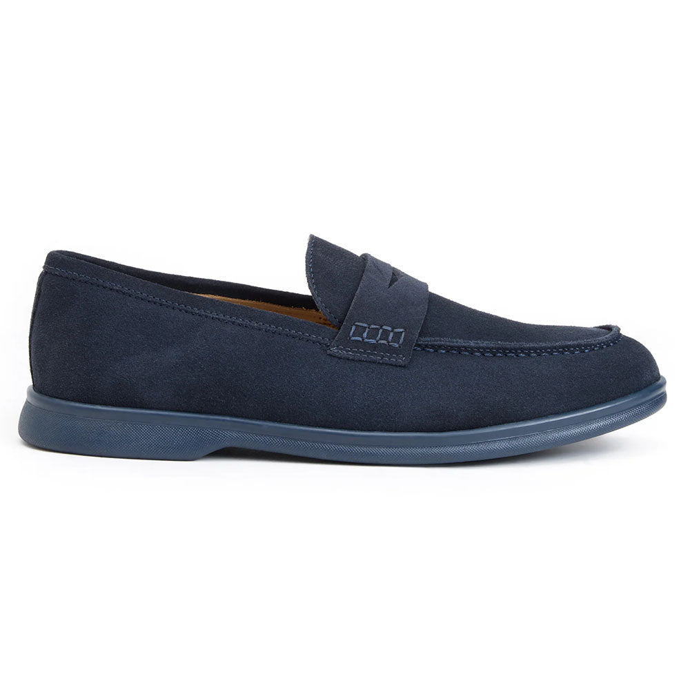 Bruno Magli Patrizio Italian Suede Penny Loafer Navy