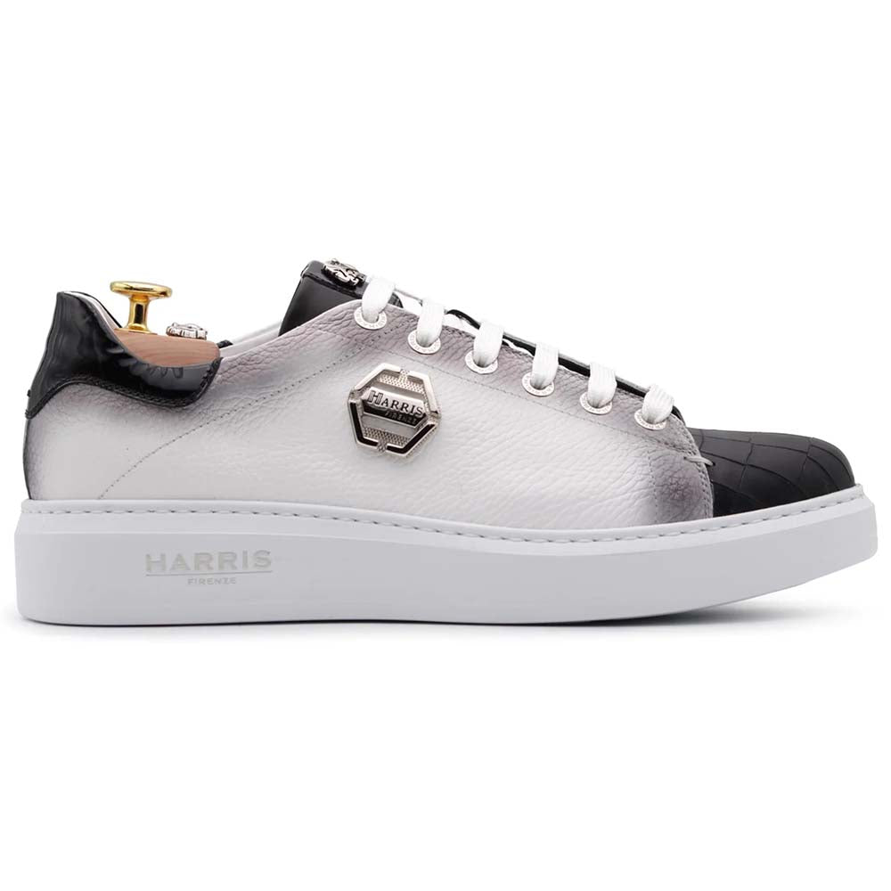 Harris Firenze 1913 Crocodile Print Leather Sneaker White