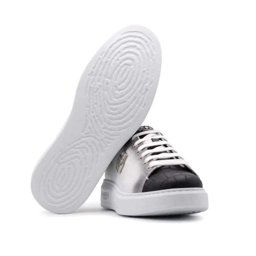Harris Firenze 1913 Crocodile Print Leather Sneaker White