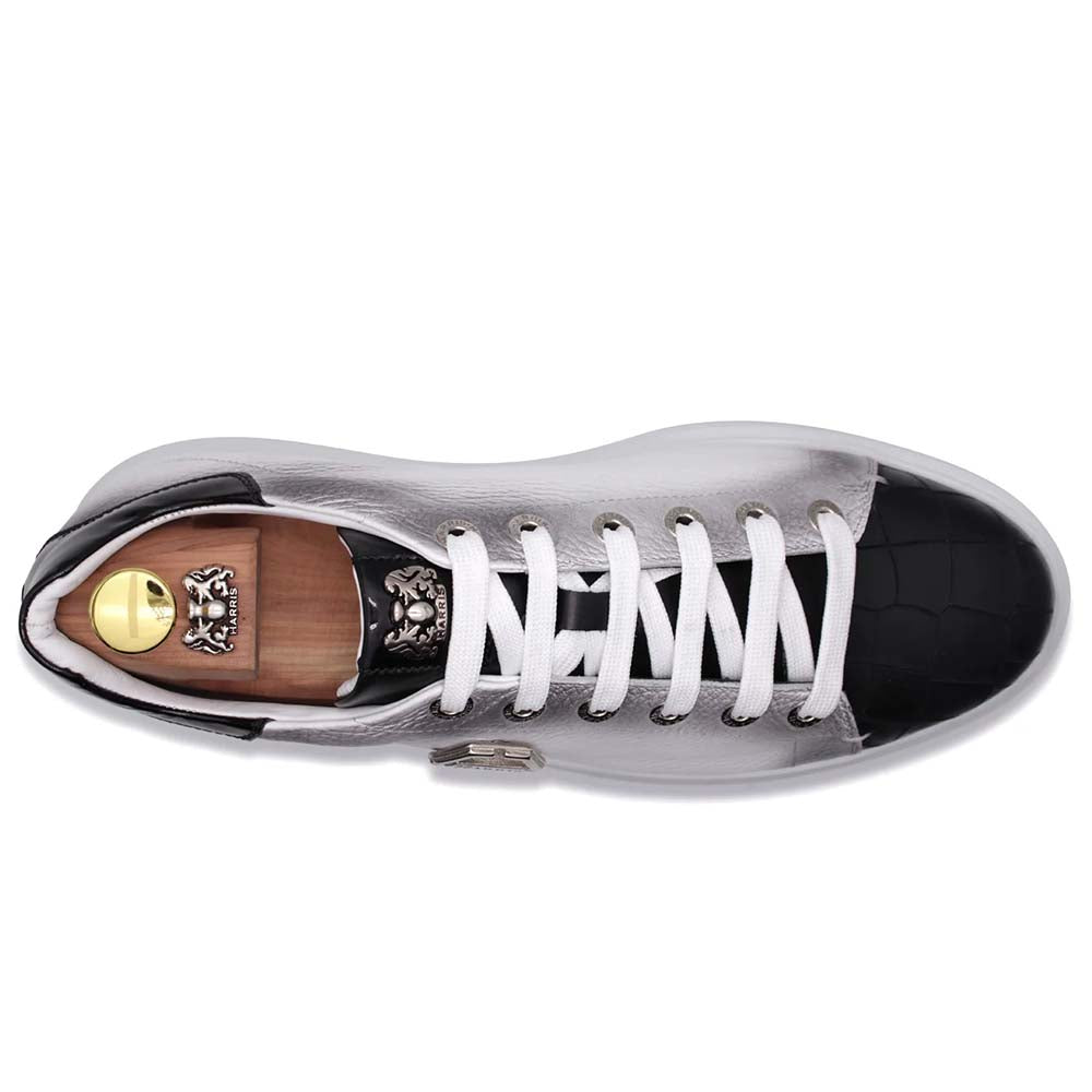 Harris Firenze 1913 Crocodile Print Leather Sneaker White