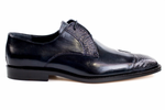 Belvedere Pisa Ostrich & Calfskin Cap Toe Shoes Navy