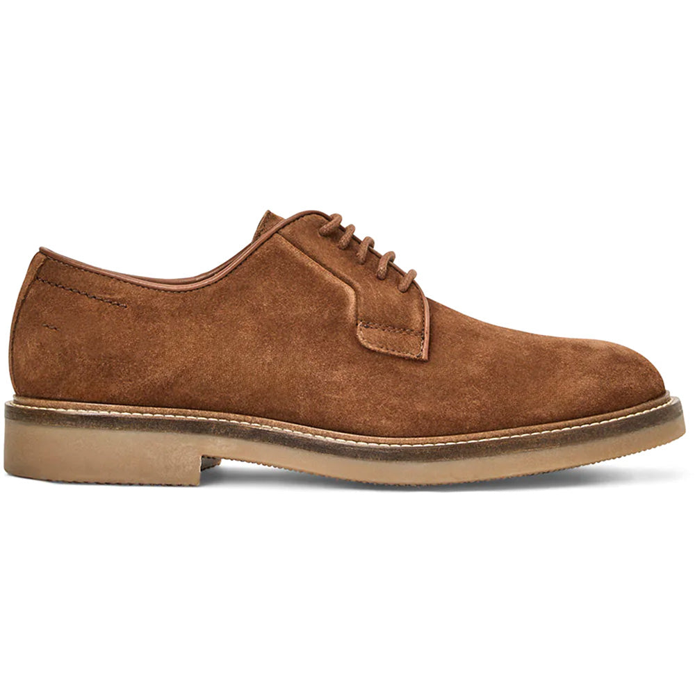 Aquatalia Placido Suede Plain Toe Derby Cognac