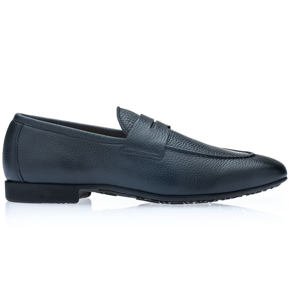 Moreschi Palestro Deerskin Penny Loafer Blue
