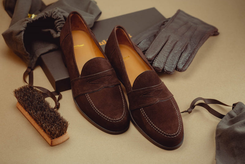 Paul Stuart Lee Suede Penny Loafer Brown